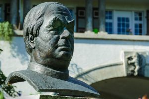 A bust of Sebastian Kneipp outside one of the many Kneipp therapy resorts